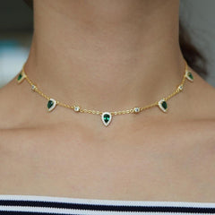 Gold Color Green Stone Bohemia Necklaces SS6666