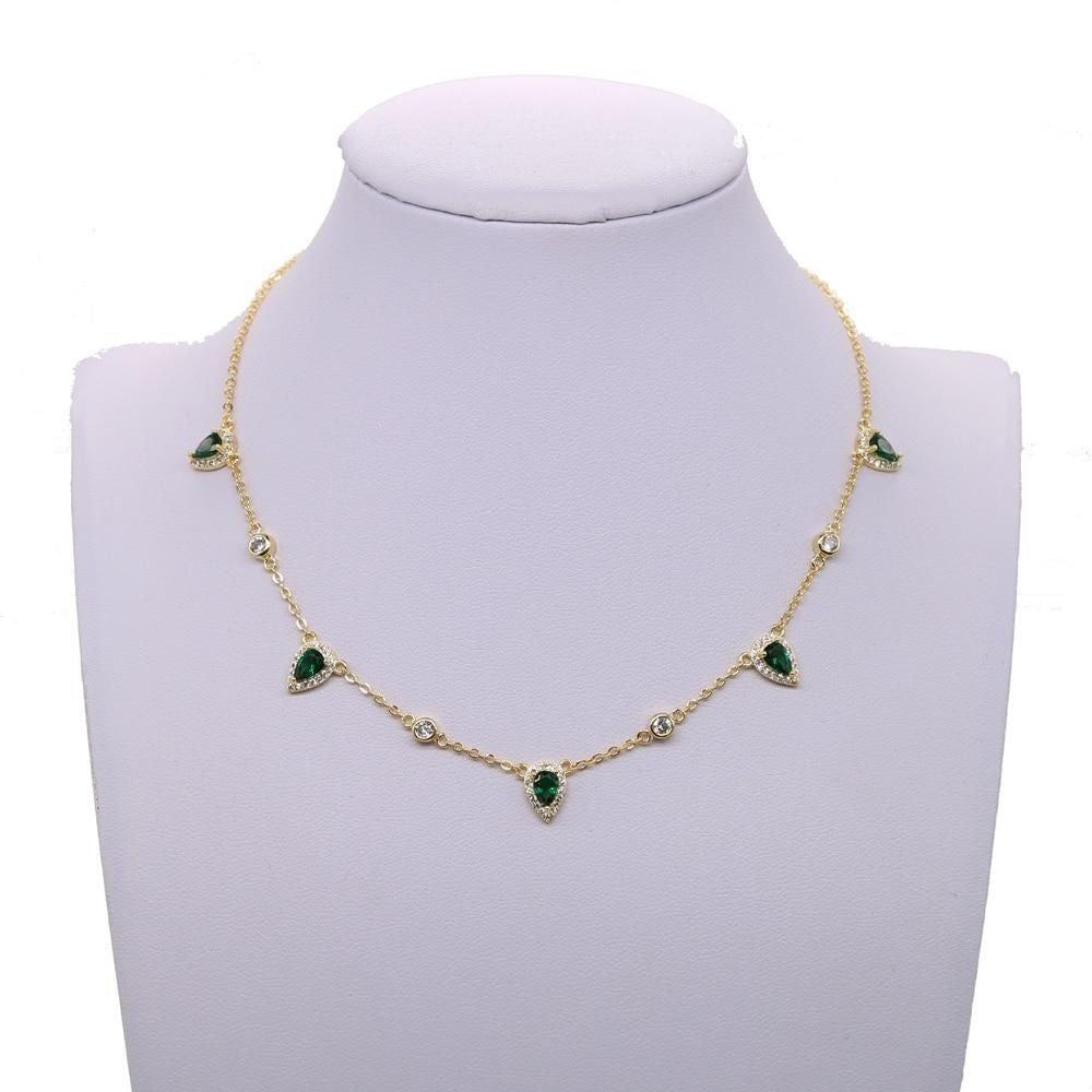 Gold Color Green Stone Bohemia Necklaces SS6666