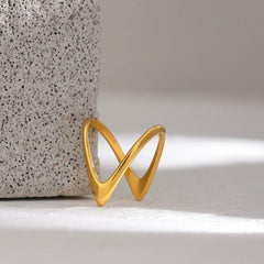 Golden Stainless Steel Geometric Finger Rings