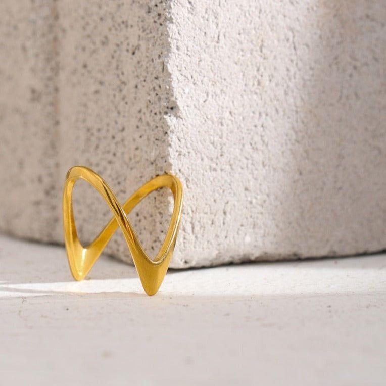 Golden Stainless Steel Geometric Finger Rings