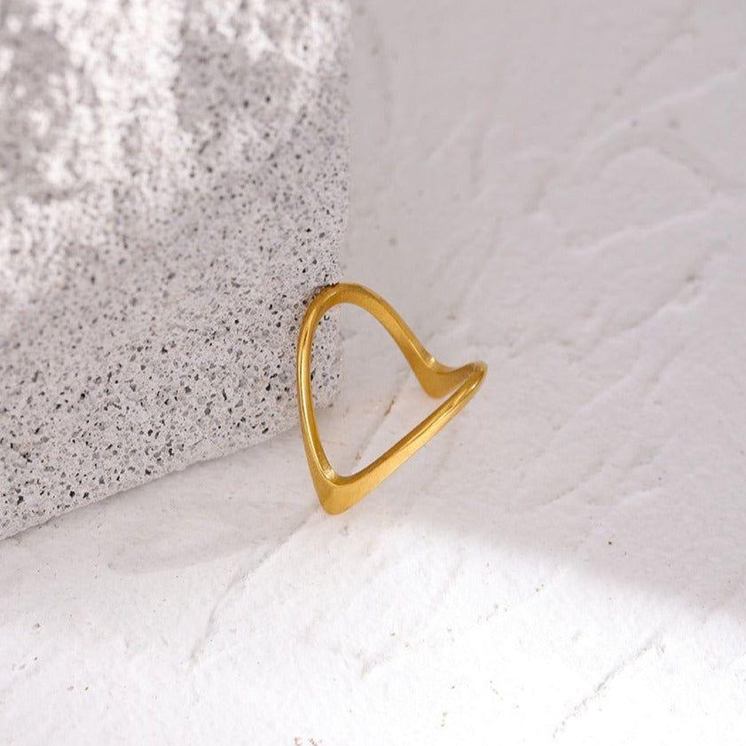 Golden Stainless Steel Geometric Finger Rings