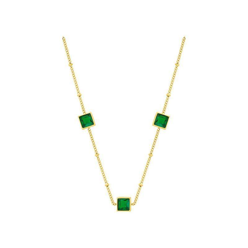 Green Zircon Necklace Stainless Steel