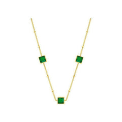 Green Zircon Necklace Stainless Steel