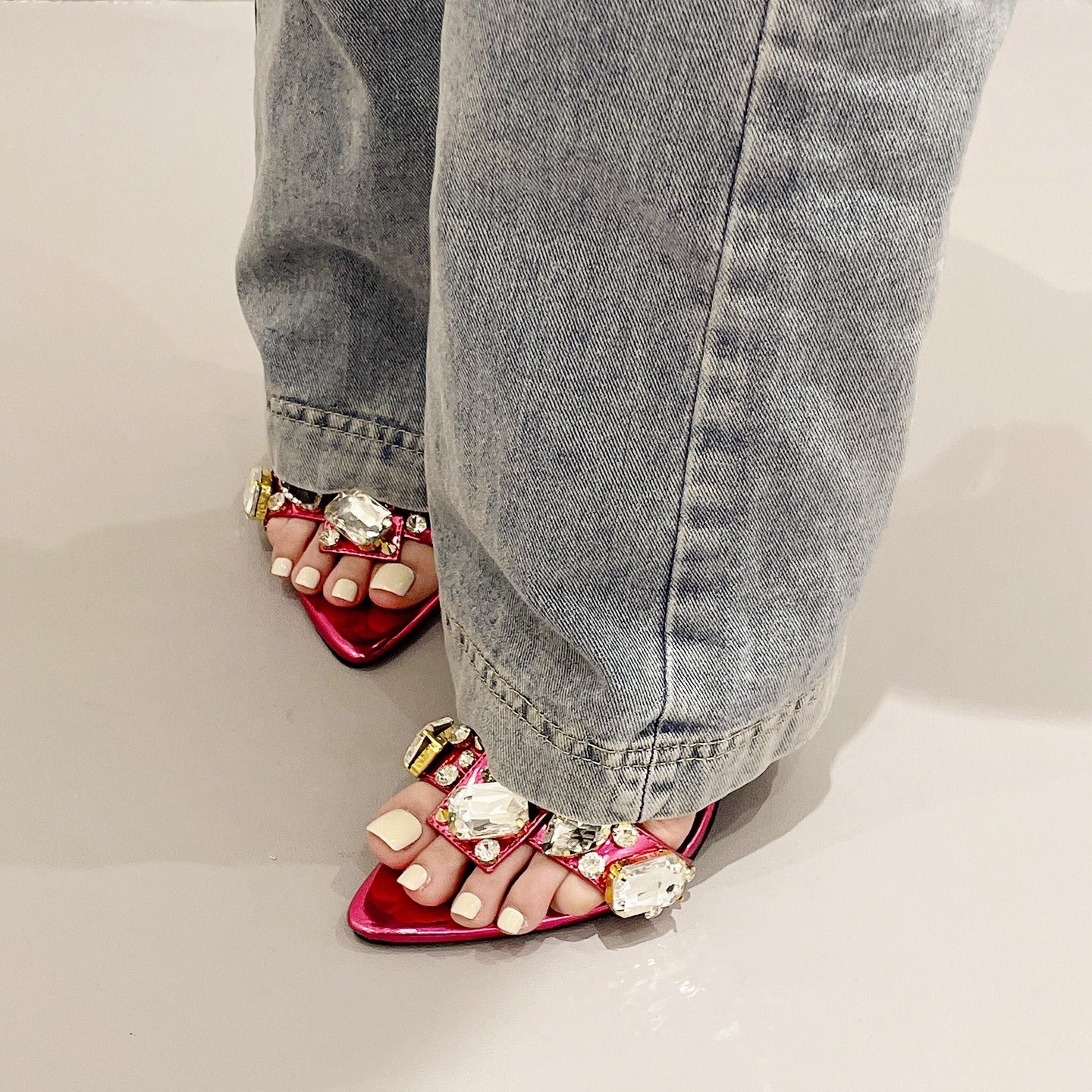 High Heeled Crystal Sandals