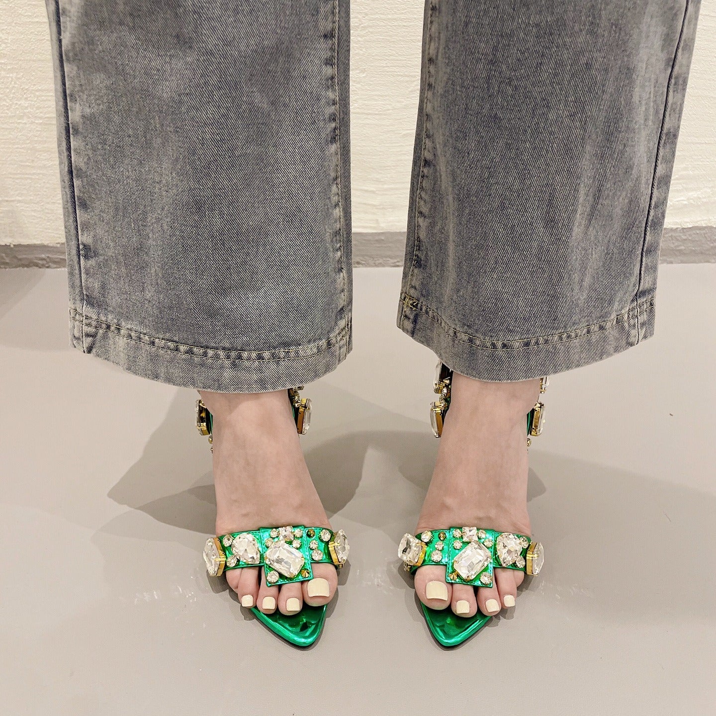 High Heeled Crystal Sandals