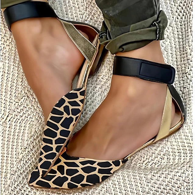Leopard Print Adjustable Buckle Sandals