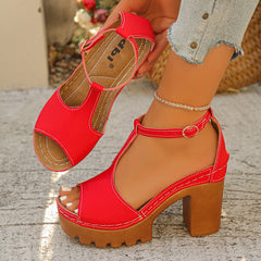 Orange Peep Toe Casual Sandals