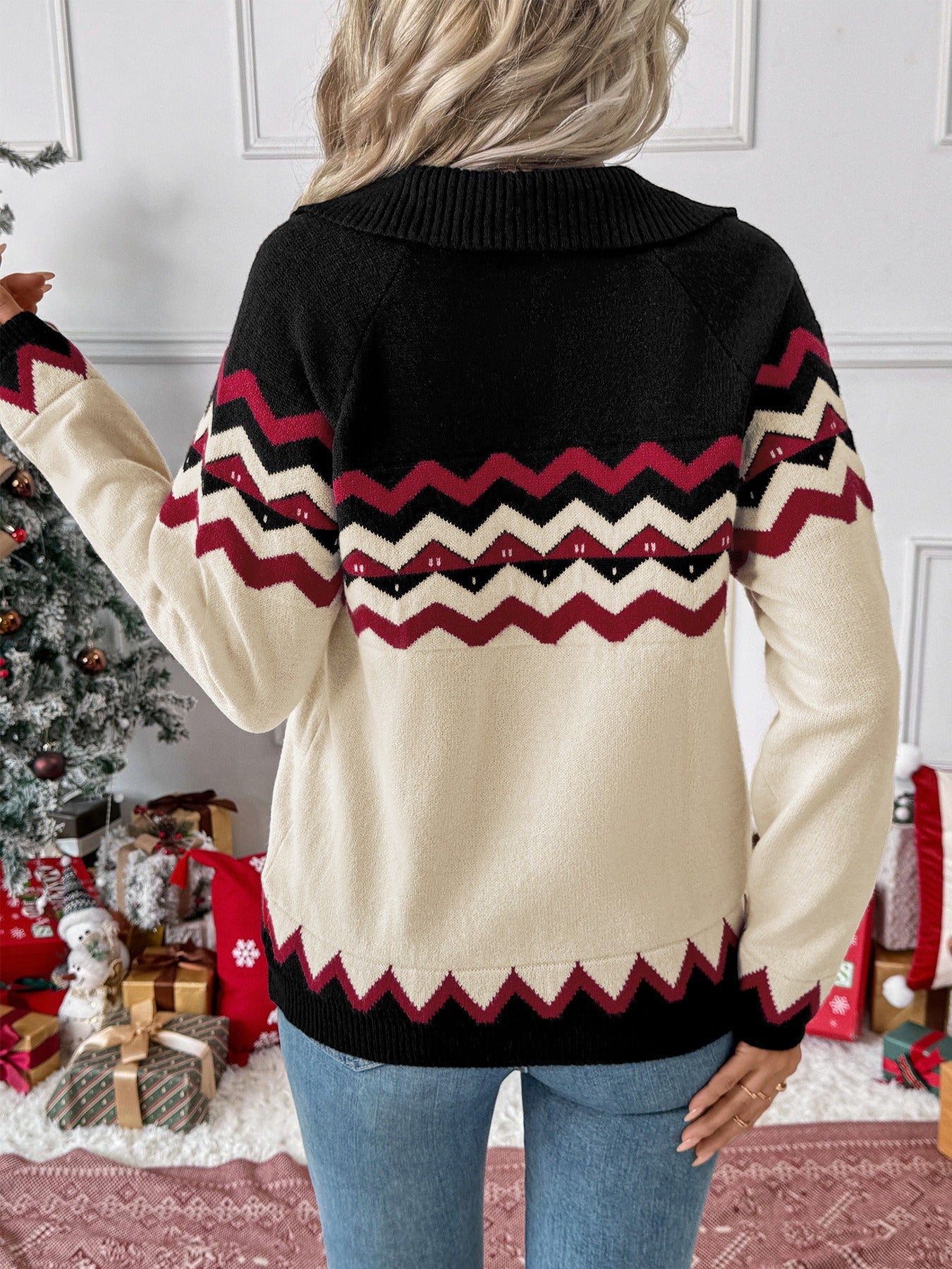 Chevron Pattern Long Sleeve Sweater