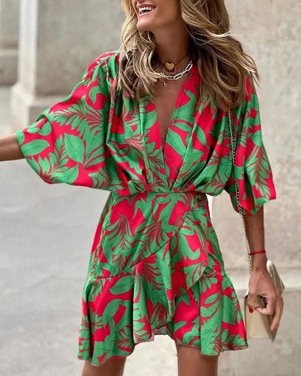 Hartman Plant Printed Satin Wrap Romper