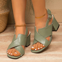 Orange Peep Toe Casual Sandals