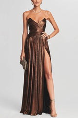 Metallic Pleated Sleeveless Dress