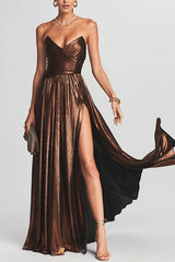 Metallic Pleated Sleeveless Dress
