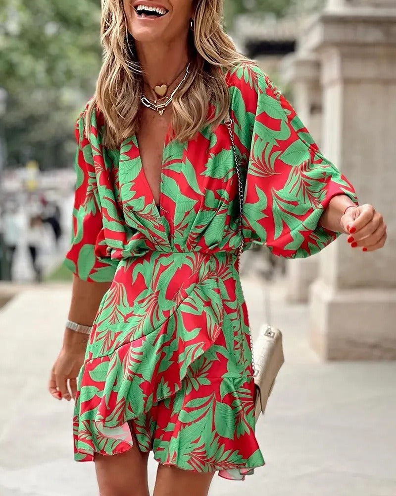 Hartman Plant Printed Satin Wrap Romper