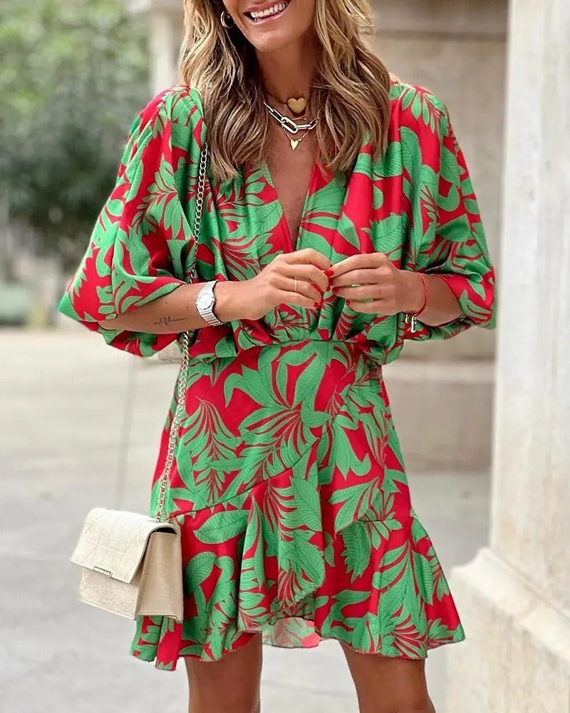 Hartman Plant Printed Satin Wrap Romper