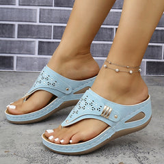 Chic Fringe Wedge Flip-Flops