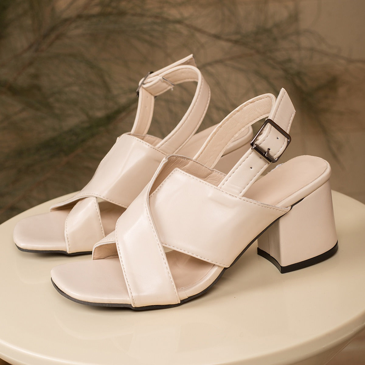 Orange Peep Toe Casual Sandals