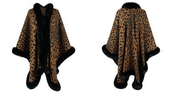 Furry Leopard Print Shawl Sweater