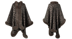 Furry Leopard Print Shawl Sweater