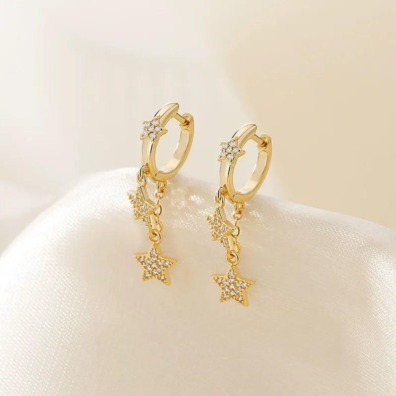 Earring Accessories Gold Star Hoop Metal 14K Copper YOS0312