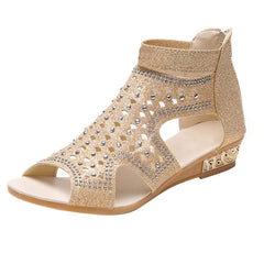 Crystal Fish Mouth Hollow Roma Sandals
