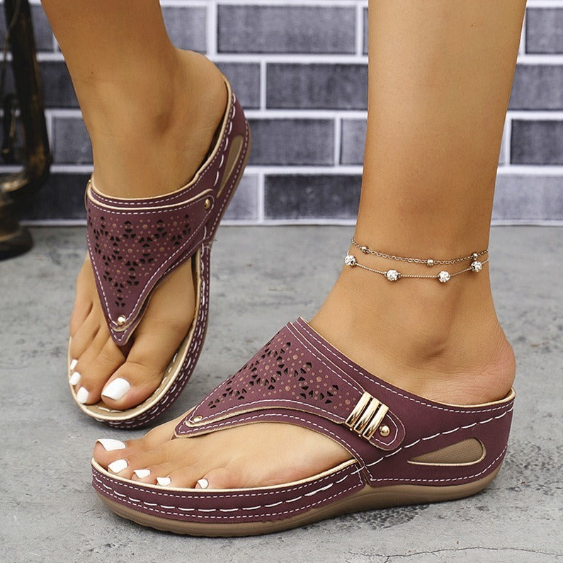 Chic Fringe Wedge Flip-Flops