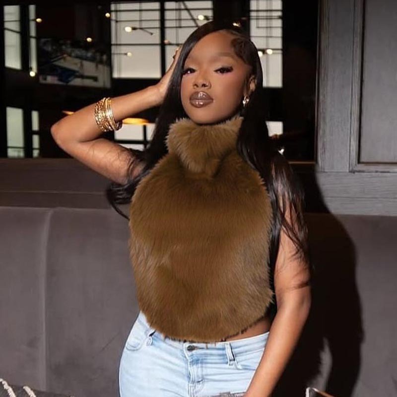 Faux-Fur Halter Top