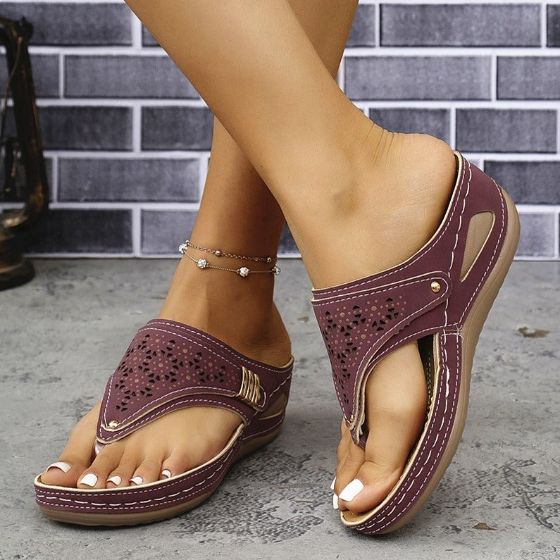 Chic Fringe Wedge Flip-Flops