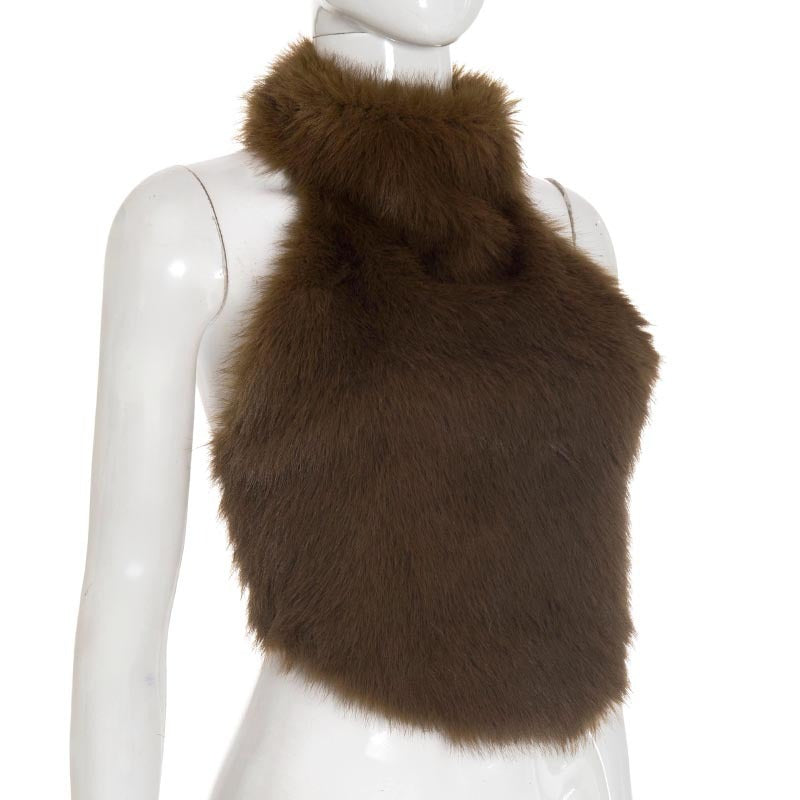 Faux-Fur Halter Top