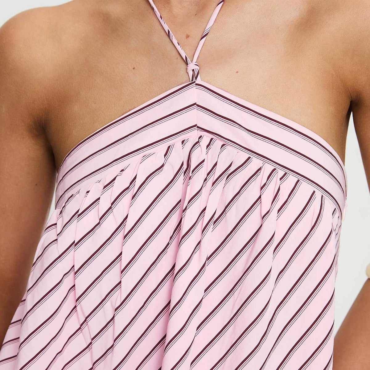 Halter Neck Striped Mini Dress