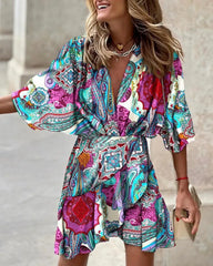 Hartman Plant Printed Satin Wrap Romper