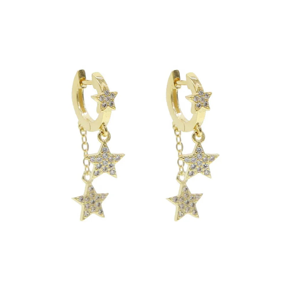 Earring Accessories Gold Star Hoop Metal 14K Copper YOS0312