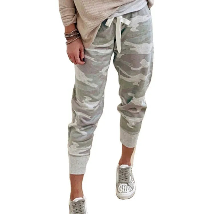 Camouflage Tether Elastic Loose Pants