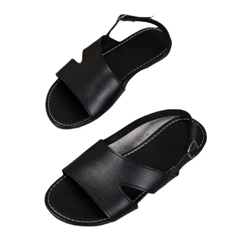 Chic Black Artificial Leather Sandals