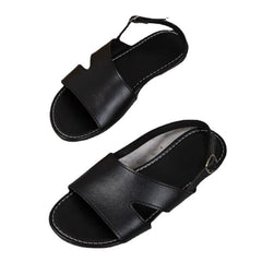 Chic Black Artificial Leather Sandals