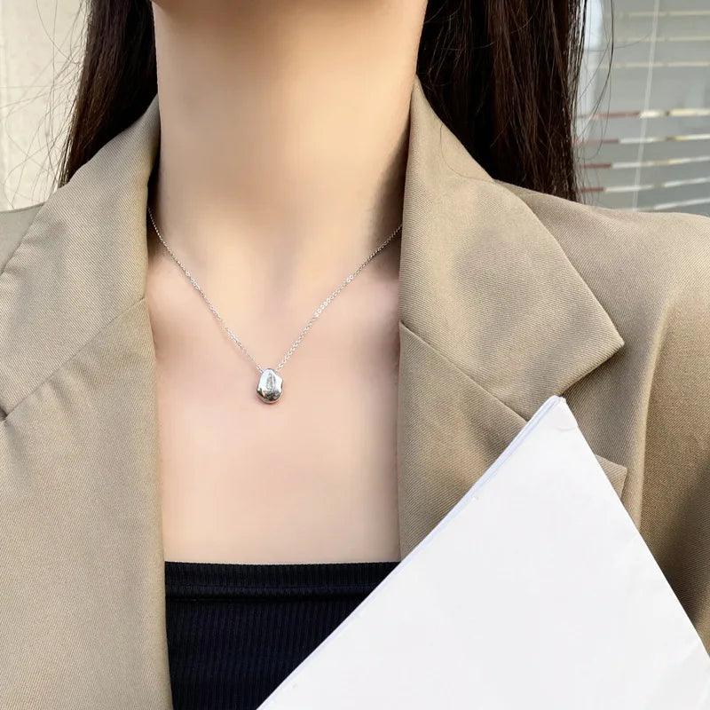 Irregular Matte Geometric Pendant NecklaceCharm Jewelry