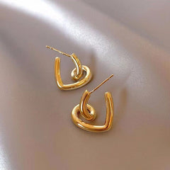 Irregular Spiral Metal Heart Drop Earrings