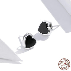 Korean 925 Sterling Silver Black Mini Earrings