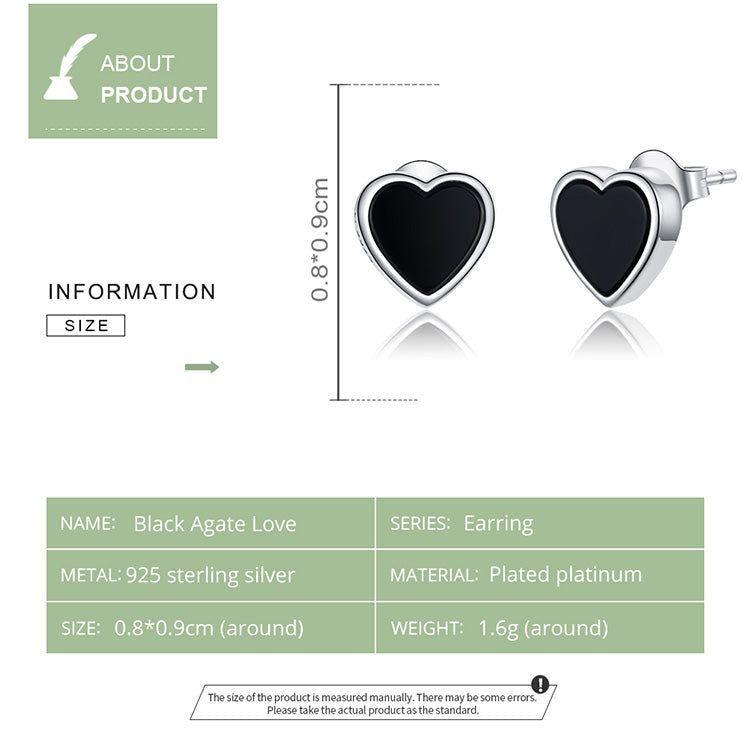 Korean 925 Sterling Silver Black Mini Earrings