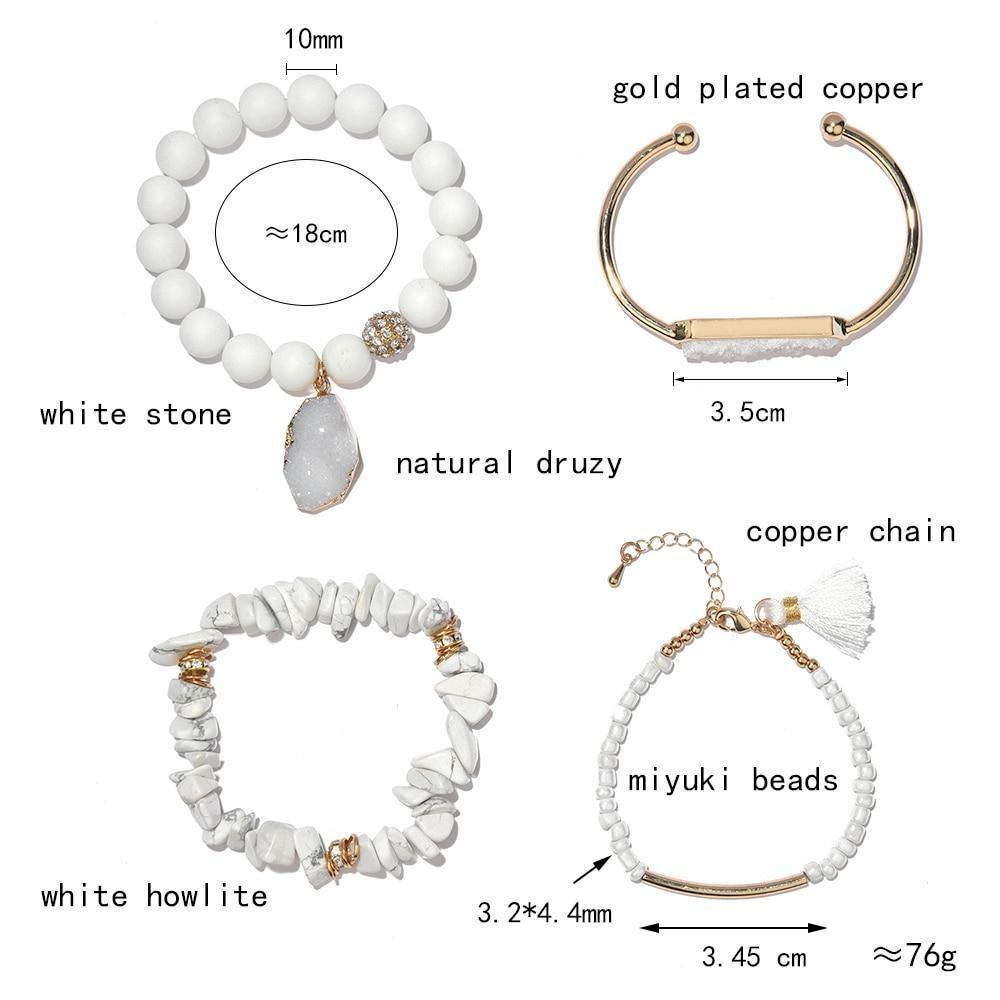 Light Crystal Bracelets Set Natural Stone Beads