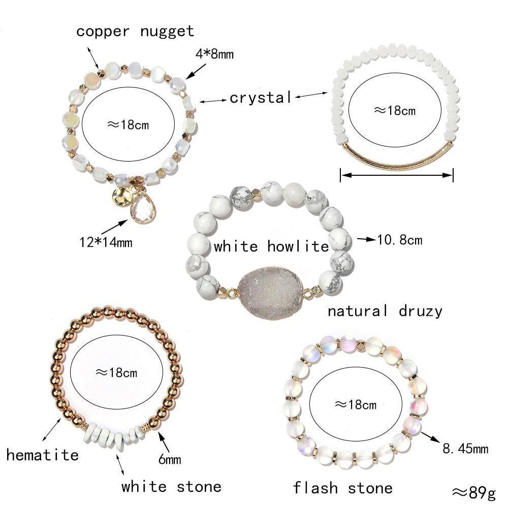 Light Crystal Bracelets Set Natural Stone Beads