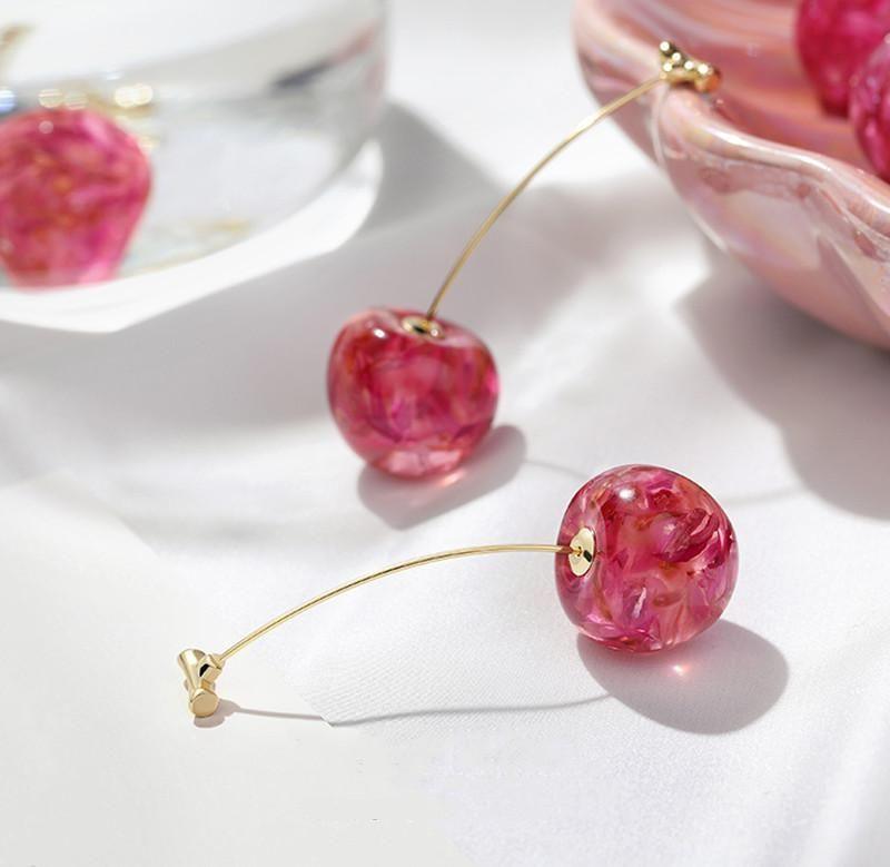 Long Earrings Acrylic Sweet Cherry