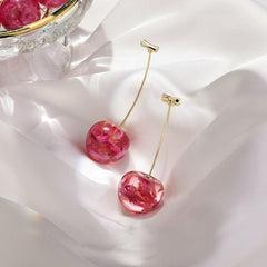 Long Earrings Acrylic Sweet Cherry