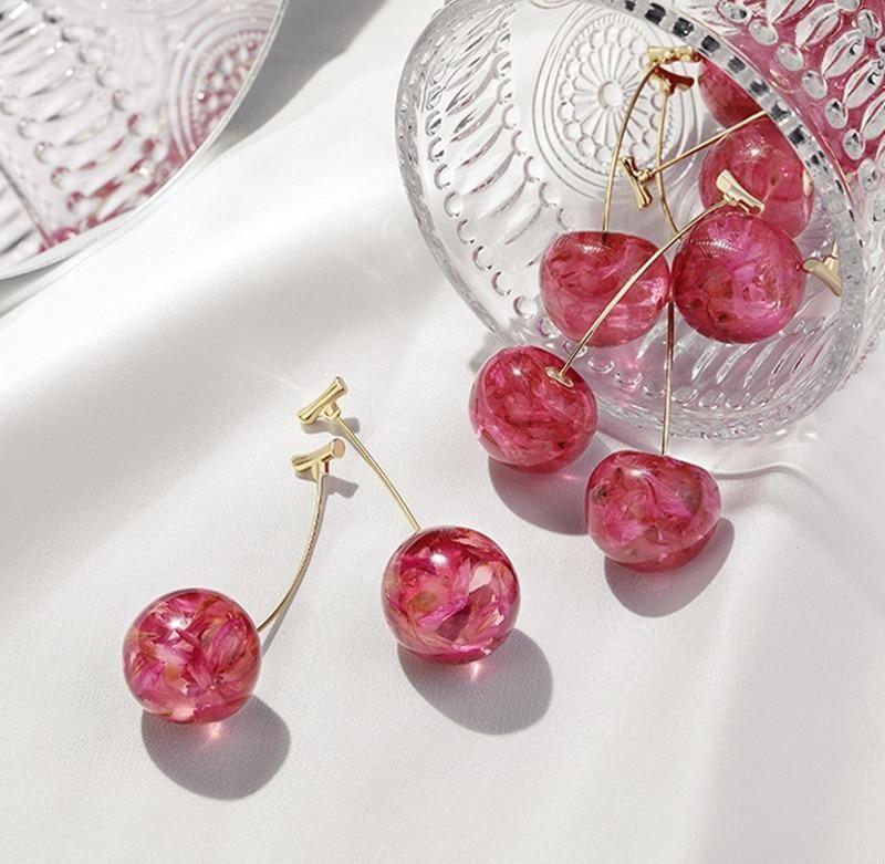 Long Earrings Acrylic Sweet Cherry