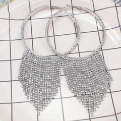 Long Earrings Crystal Circle Rhinestones