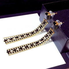 Long Earrings Delicate Black Tassel