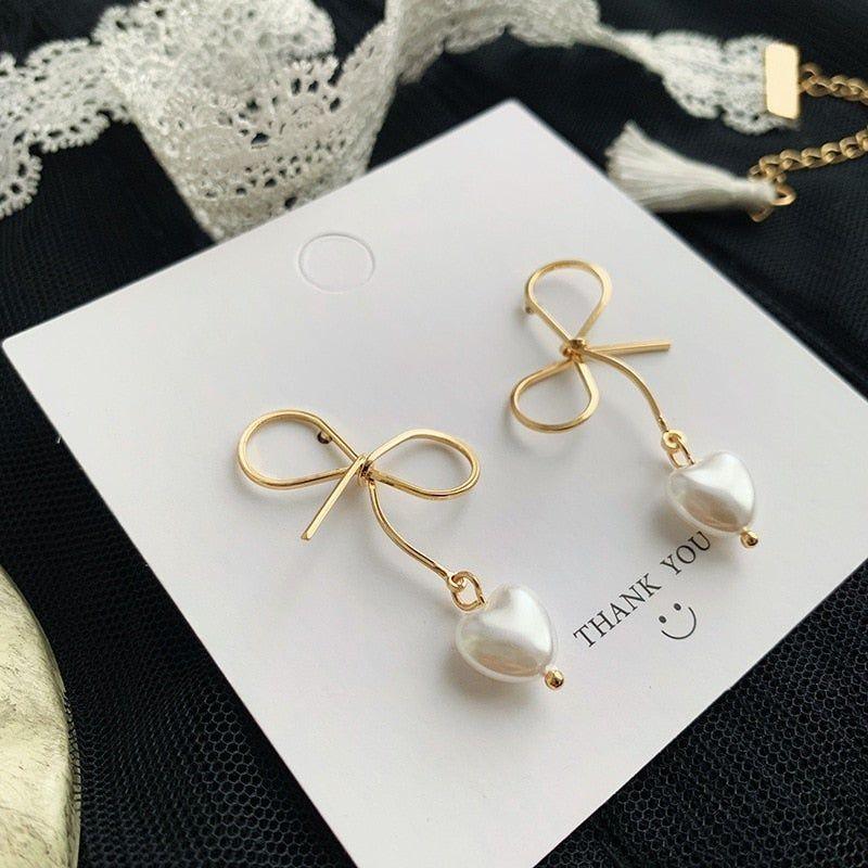 Long Earrings Geometric Bow Heart Jewelry