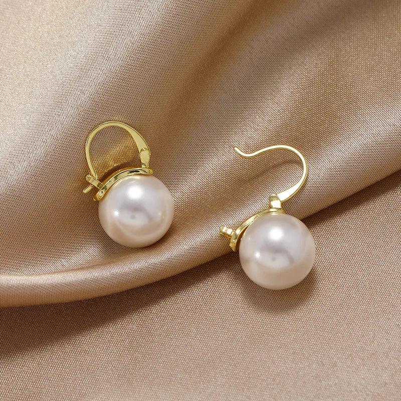 Long Earrings Geometric Pearl Crystal Accessory