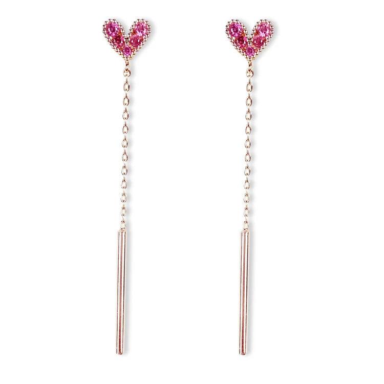 Long Earrings Mini Purple Cute Heart