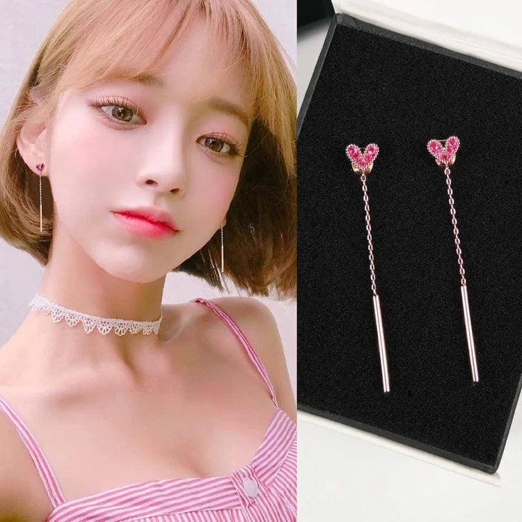 Long Earrings Mini Purple Cute Heart