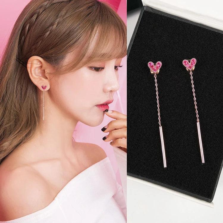 Long Earrings Mini Purple Cute Heart